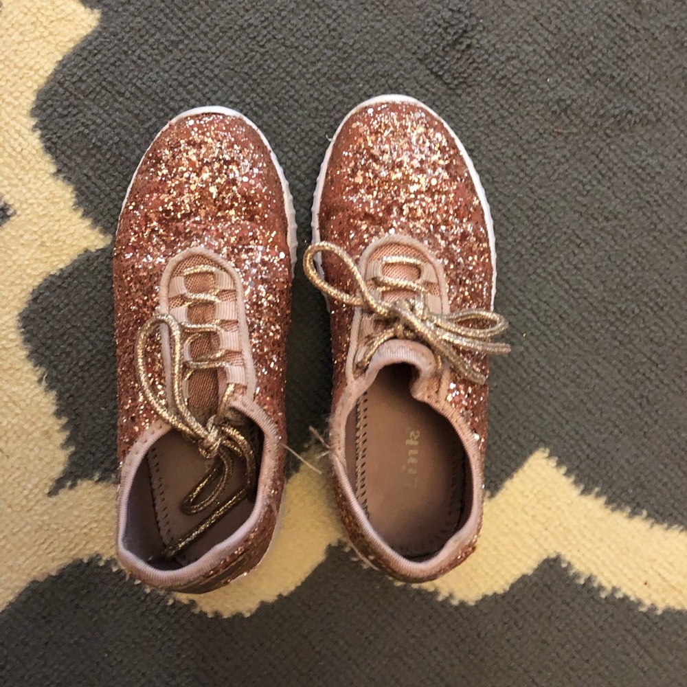 Girls Rose Gold Glitter Sneakers
